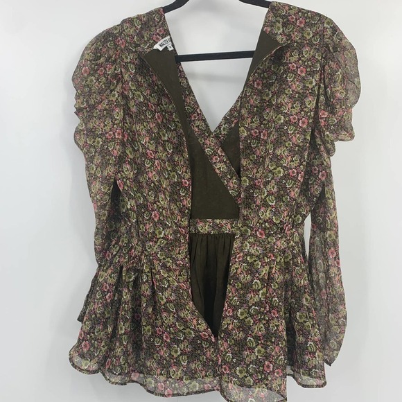 Walter Baker Puff Sleeve Floral Floral Peplum Top - Picture 11 of 12